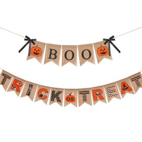 Halloween Burlap Banner Halloween Party Mantel Wall Hanging Supplies For Home Farmhouse Patio-Selling On Amazon Is Prohibited