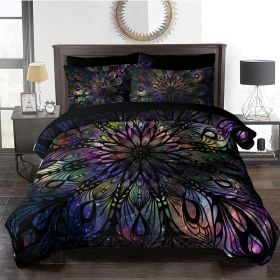 BlessLiving Colored Mandala Flowers Pattern Comforter Set 8PCS King Size Soft Bedding Set 1 Comforter 1 Pilow Cover 1 Flat Sheet 1 Fitted Sheet 4 Cush