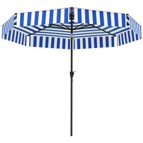 8.6FT Patio Umbrella, Outdoor Market Umbrella, 2-Tier Vented Patio Table Umbrella With Crank 8 Ribs, Tiltable Porch Umbrella For Garden Deck Poolside,