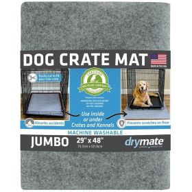 Drymate Dog Crate and Kennel Mat - Jumbo Sized (29"X48"); Light Grey; Customizable if Needed.