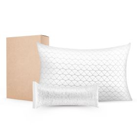 Bed Pillow for Sleeping, Queen Size Luxury Quality Hotel Pillow with Memory Foam Fill, Supportive & Adjustable, Includes Natural Firber Pillowcase