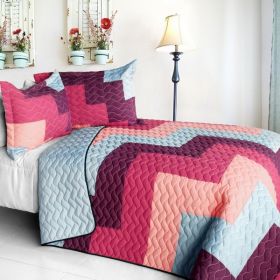 [Dream Garden] Brand New Vermicelli-Quilted Patchwork Quilt Set Full/Queen