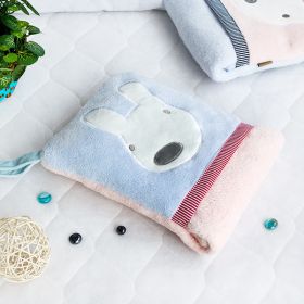 [Blue Rabbit] Fleece Throw Blanket Pillow Cushion / Travel Pillow Blanket (28.3 by 35.1 inches)