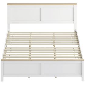 HOMCOM Queen Bed Frame with Headboard, Modern Platform Bed Frame with Wooden Slats, No Box Spring Needed, Easy Assembly, White