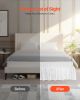 Wrap Around Bed Skirt, 15 in Drop, White Dust Ruffle Queen Size, Three Sides Adjustable Bedskirt with Easy Fit Elastic Strap