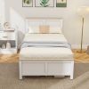 HOMCOM Twin Bed Frame with Headboard, Modern Platform Bed Frame with Wooden Slats, No Box Spring Needed, Easy Assembly, White