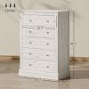 HOMCOM 31" Wide Farmhouse Chest of Drawers with 5 Drawers, Dresser for Bedroom with Wood Top for Living Room, Dirty Oak