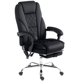 Massage Office Chair, Heated Reclining Computer Chair With Adjustable Height And Footrest, Black