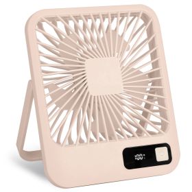 3 Colors Options -- 1Pc Mini Desktop Cooling Fan Rechargeable Battery Powered Personal Fan Speed Adjustment Strong Airflow Quiet Travel Fan With LCD D (Color: Beige)