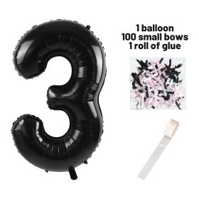 40 Inch Black Number Balloons With  Ribbon Bow 1 Roll Glue Point (Option: W13613487)