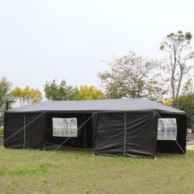 3X9M 8 Sided, Two Doors, Pergola (Color: BLACK)