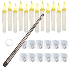 12Pcs Flameless Floating Candles LED Magic Hanging Candle Light Battery Operated Flickering Warm Light Window Candle With Magic Wand Remote For Hallow (Option: Warm White)