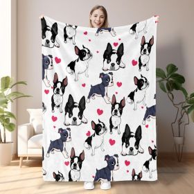1pc Adorable Fleece Dog Blanket - Soft, Cozy, Lightweight, Warm, Flannel Throw For Couch, Bed, Sofa, Living Room Decor - Perfect For Snuggling Up On C (Option: 75x100cm-Black)