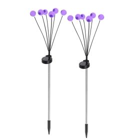 2Pcs Purple Light OR 2Pcs Green Light Solar Scary Eyeballs Lights Outdoor Halloween Decoration Swaying Light Halloween Path Lights Ornaments With Tota (Color: Purple)