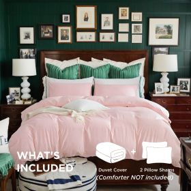 This High-quality White And Pink Oversized Solid Color Duvet Cover Set Includes One Duvet Cover And Two Pillowcases. Its Universally Appealing Design (Option: Pink-Q)