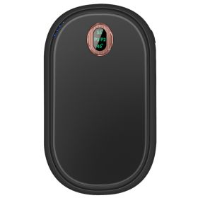 Black-Pink Color Options -- 1Pc Rechargeable Hand Warmer Electric Hand Heater Portable Reusable Pocket Warmer Power Bank With Digital Display 2 Levels (Color: BLACK)