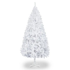 6 FT Artificial Christmas Tree With 800 Branch Tips And Sturdy Metal Stand, White (Color: White)