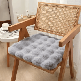 Imitation rabbit fur carpet square chair cover seat cushion, luxury rabbit fur small rug fluffy floor mat, suitable for living room sofa (Color: Grey, size: 45cm)