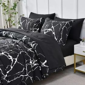 3pcs duvet cover set queen (duvet cover*1+Pillowcase*2) Extremely diverse styles (Style: Marble Black)