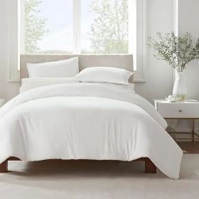 Serta Simply Clean Solid Duvet cover  King (Color: White, size: Queen)