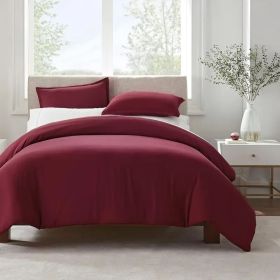 Serta Simply Clean Solid Duvet cover  King (Color: Red, size: Queen)