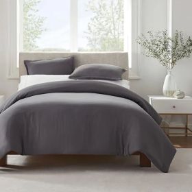 Serta Simply Clean Solid Duvet cover  King (Color: Grey, size: Queen)
