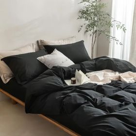 Serta Simply Clean Solid Duvet cover King (Color: BLACK, size: King)