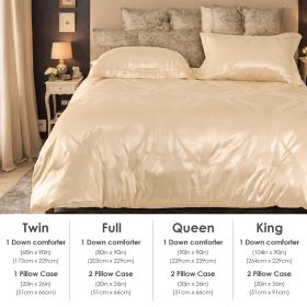 Luxurious Satin Microfiber Bedding Set Double-sided Jacquard Pattern, Italian Style Gold Ultra-shine Quilt Cover Three-piece Set, Super Soft King-size (Option: 229cmX229cm)