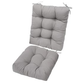 Multiple Color Options - Rocking Chair Cushion Set Upper And Lower Back And Seat Sets With Non-Slip Ties Polyester Fiber Filling Comfortable For Indoo (Color: Grey)